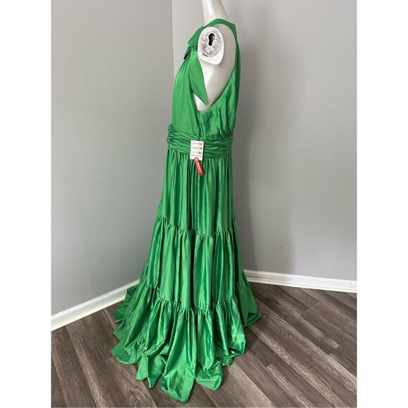 MAC DUGGAL RUFFLE TIERED SOFT TIE HALTER NECK GOWN - Picture 8 of 12